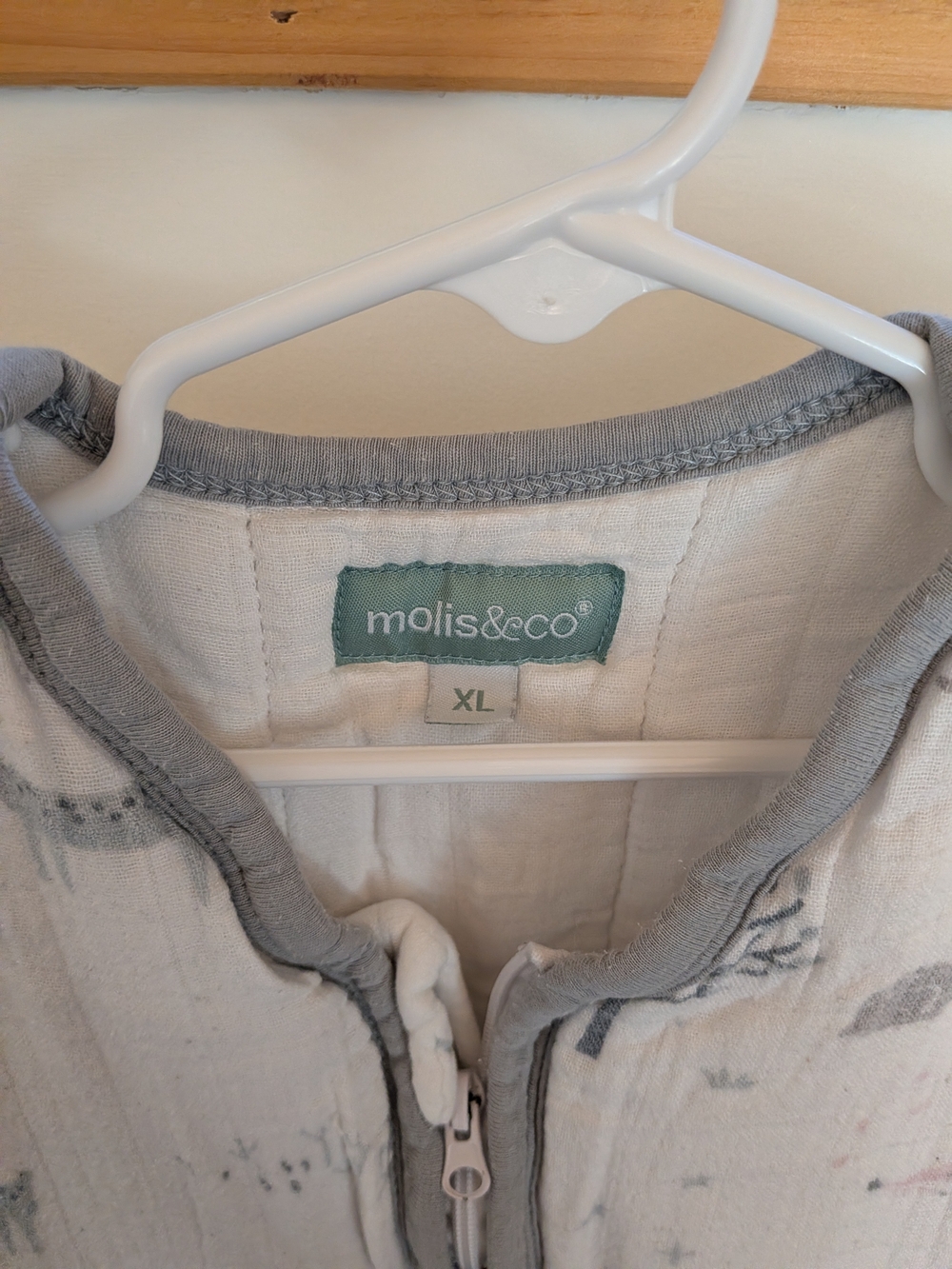 Muslin Kids Sleep Sack - Gray Trim with Pink & Gray Woodland Print - Picture 2 of 5